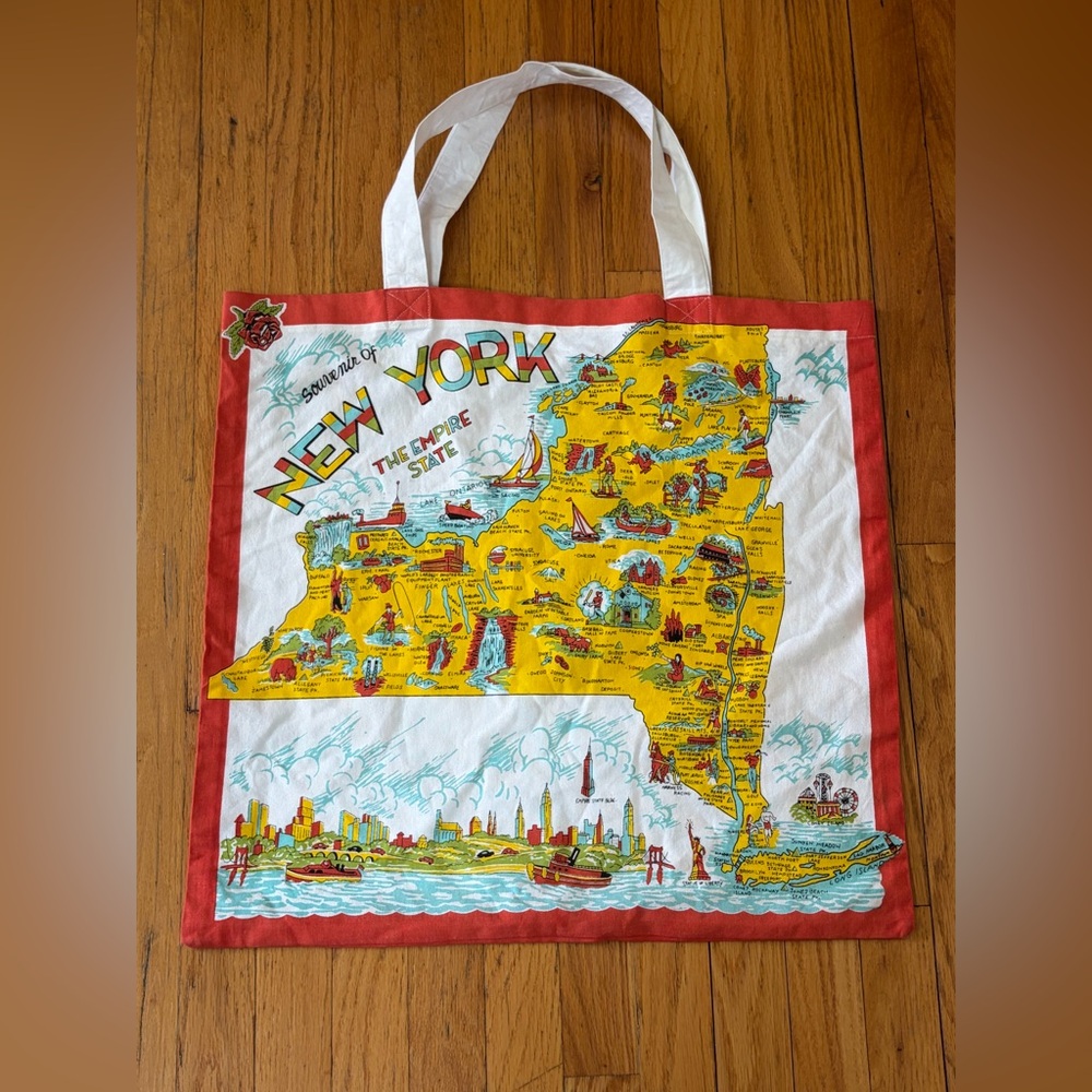 Red and White Kitchen Company Map of New York Tote Bag, Accessory Purse Handbags
